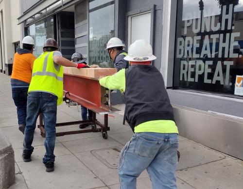 The fellas rolling around with some steel. 